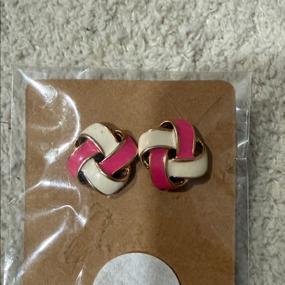 Vintage Elegant Pink and Cream Knot Earrings